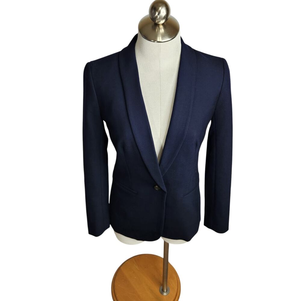 J.Crew Parke Blazer‎ Jacket Womens Size 0 Wool Blend Blue Office Academia Preppy
